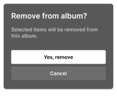 Prompt when only removal from album would occur Prompt when only removal from album would occur