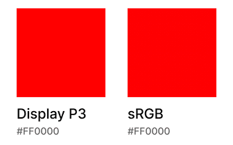 DP3 red vs sRGB red DP3 red vs sRGB red