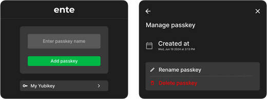 Screenshot of passkeys on Ente Screenshot of passkeys on Ente