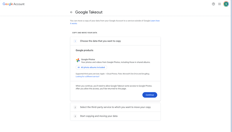 First step
of transferring from Google Photos to Apple Photos First step
of transferring from Google Photos to Apple Photos