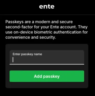 Management page with a friendly name field and a button to add a passkey Management page with a friendly name field and a button to add a passkey