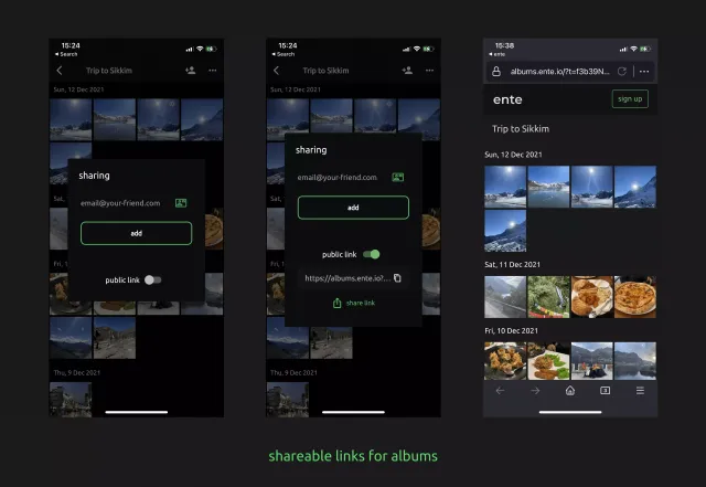 Shareable links for albums Shareable links for albums