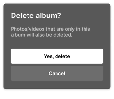 Prompt when deleting album Prompt when deleting album
