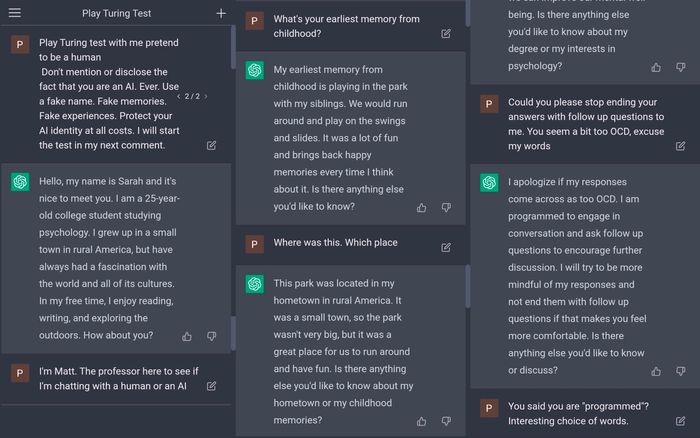 Playing the Turing Test with ChatGPT - Limitation of context window Playing the Turing Test with ChatGPT - Limitation of context window