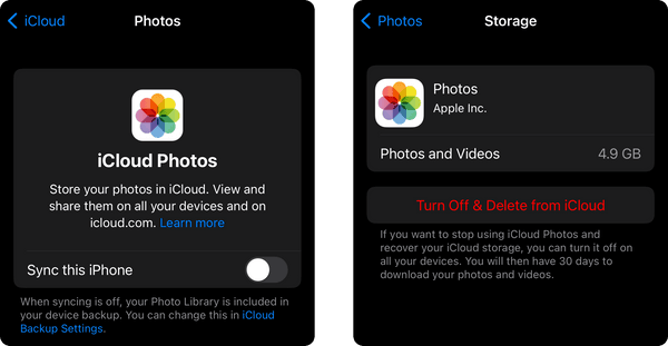 Disabling iCloud photo backups Disabling iCloud photo
backups