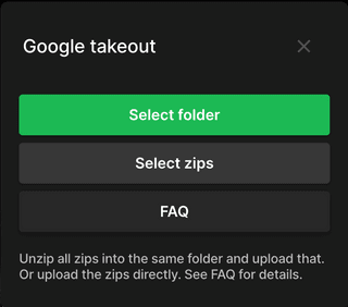 Second step of
exporting from Google Photos to Ente Second step of
exporting from Google Photos to Ente