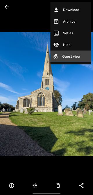 Ente's Guest view interface for single photo swipe lock Ente's Guest view interface for single photo swipe lock